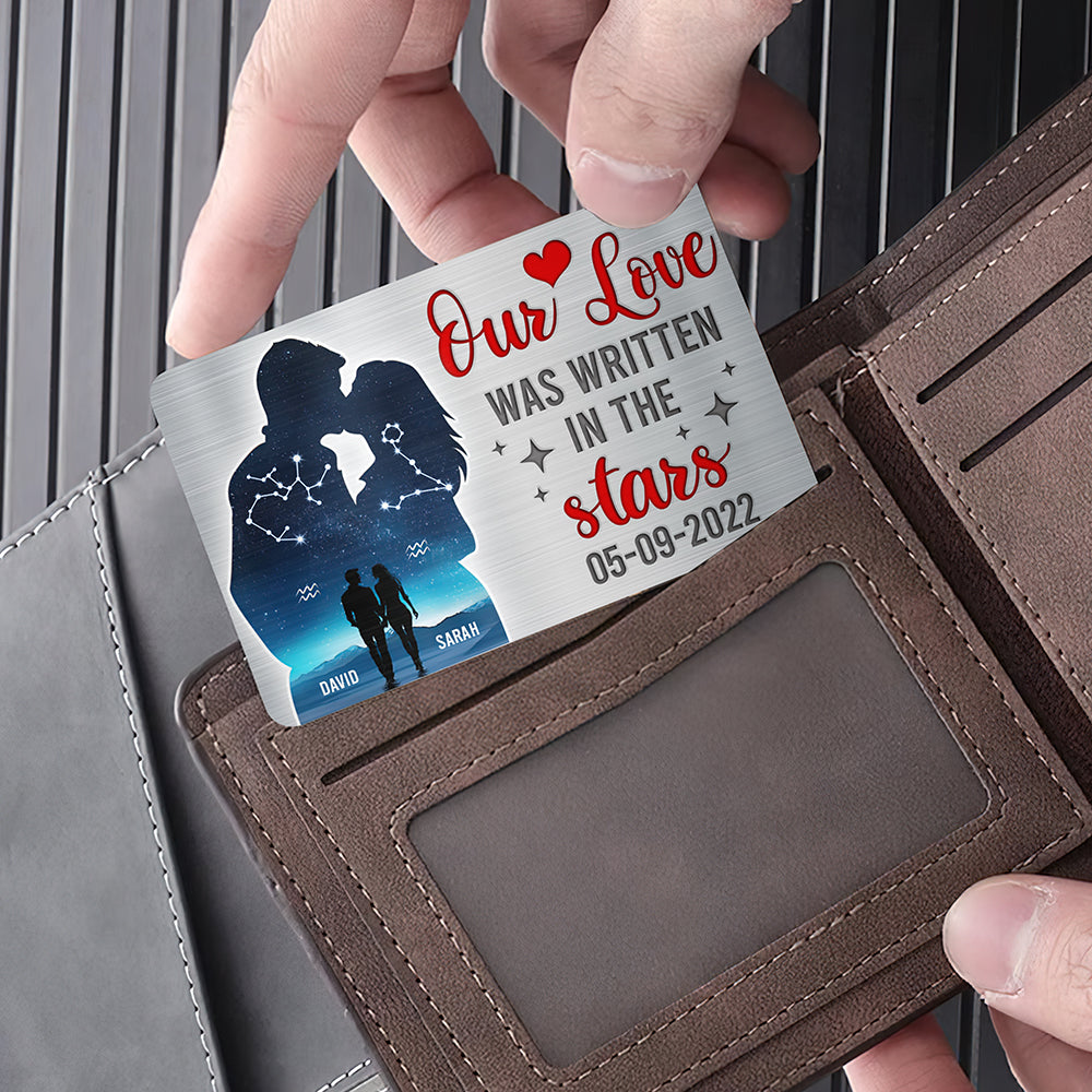 Custom Couple Aluminum Wallet Card - Our Love Was Written in the Stars Wallet Card PopCulturePrints