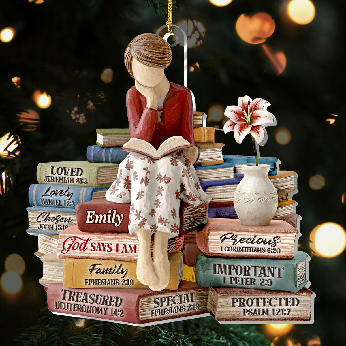 Personalized Book Lover Ornament for Women - Inspirational Christian Gift Ornament MagicInPrints