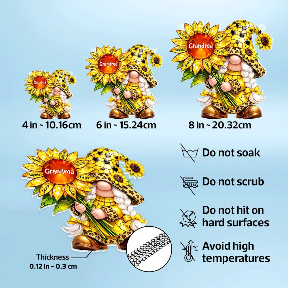 Personalized Sunflower Grandma Gnome Ornament for Family - Home Decor Gift Ornament MagicInPrints