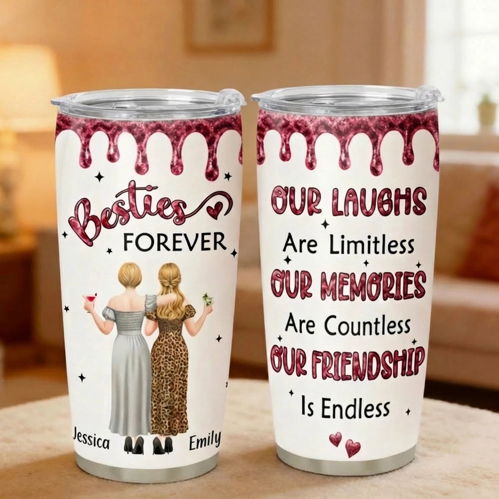 Personalized Besties Forever Tumbler for Friends - Custom Names Gift Cup MagicInPrints