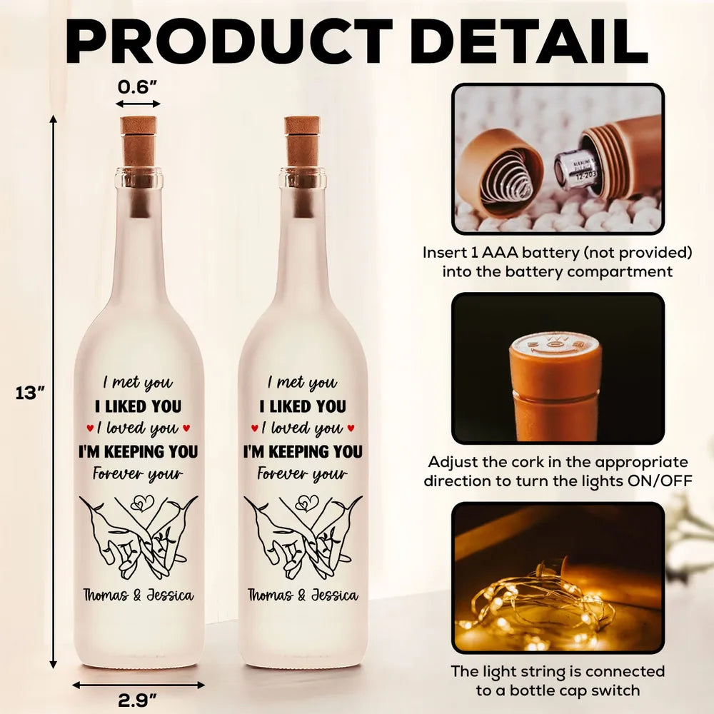 Personalized LED Wine Bottle Lamp for Couples - Romantic Gift for Anniversaries Lamp MagicInPrints