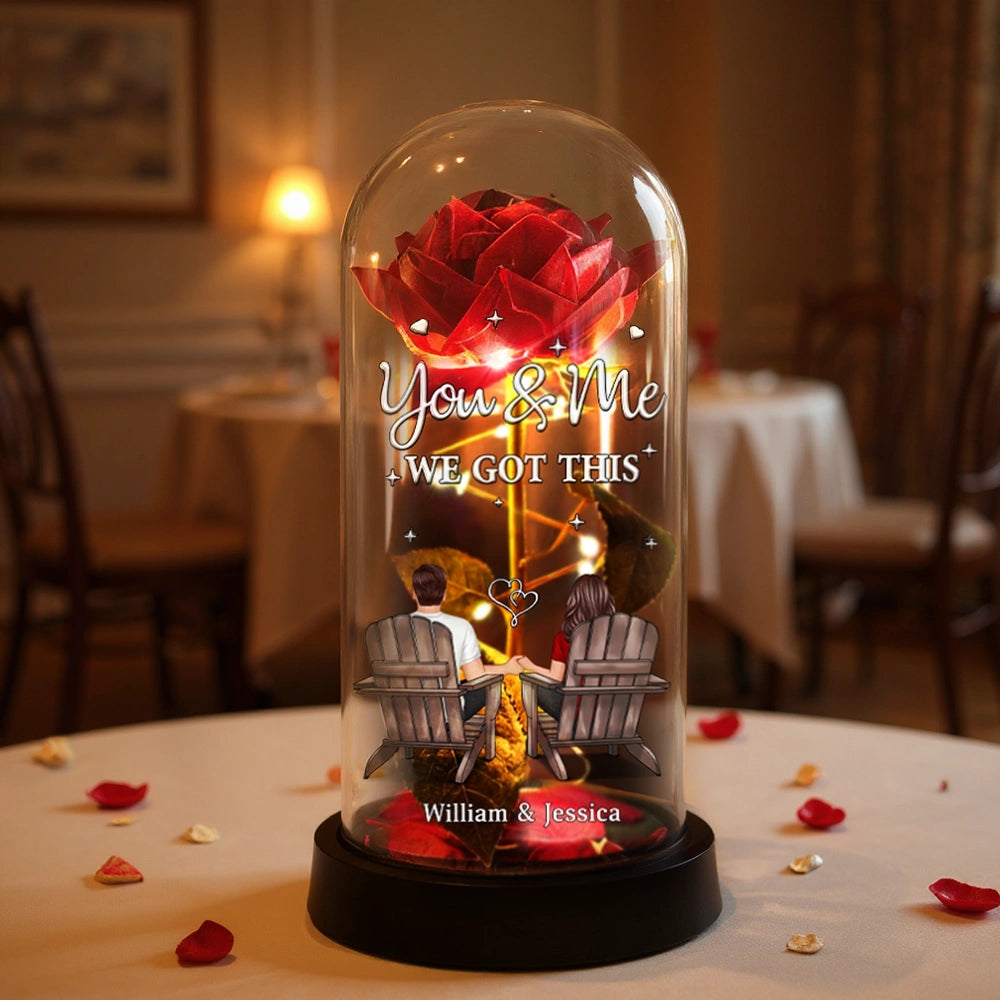Personalized LED Rose Dome Light for Couples - Romantic Gift Lamp MagicInPrints