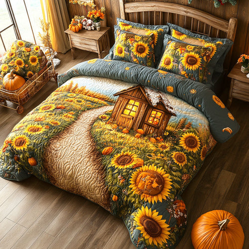 Embrace the Warmth of Home – Personalized 3-Piece Quilted Bedding Set – Gift for Homeowners Quilted Bedding Set V2 MagicInPrints