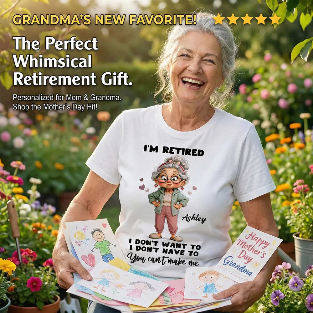 Personalized Retired Grandma T-Shirt for Women - Fun Retirement Gift Cloth MagicInPrints