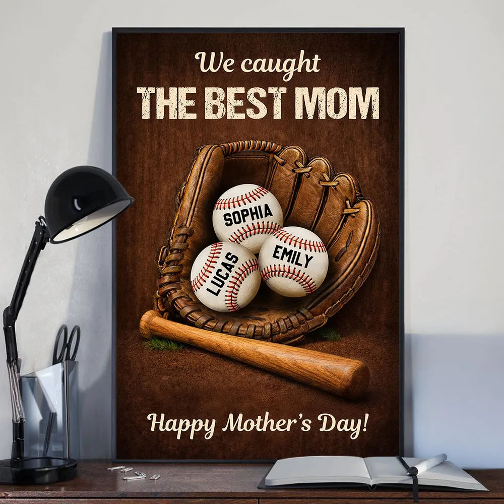 Personalized Baseball Mom Poster for Mother's Day - Custom Names Gift Poster or Canvas MagicInPrints