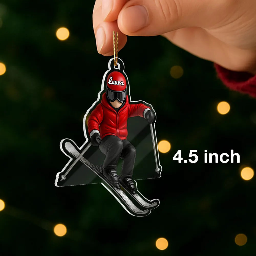 Personalized Skiing Ornament for Winter Sports Enthusiasts - Holiday Decor Ornament MagicInPrints