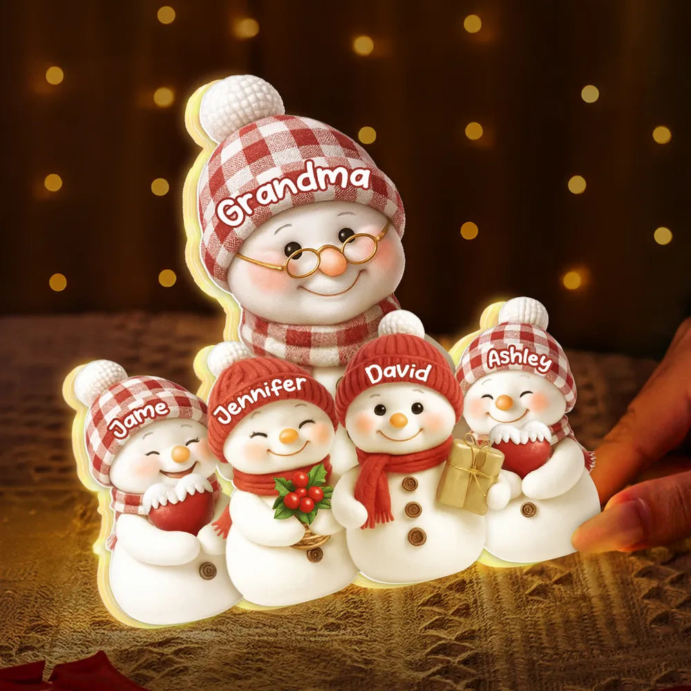 Personalized Snowman Family Figurine for Christmas - Custom Names Holiday Decor Plaque MagicInPrints