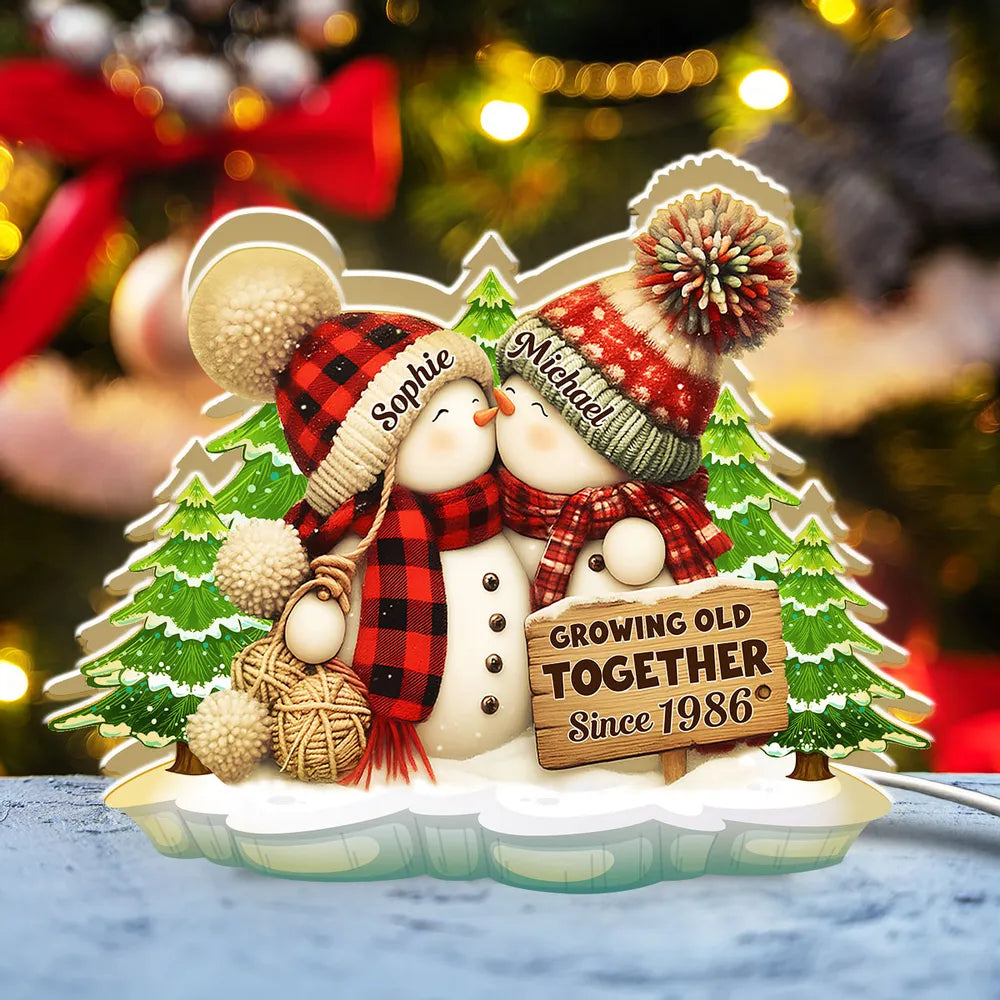 Personalized Snowman Couple Ornament for Christmas - Romantic Holiday Gift Plaque MagicInPrints