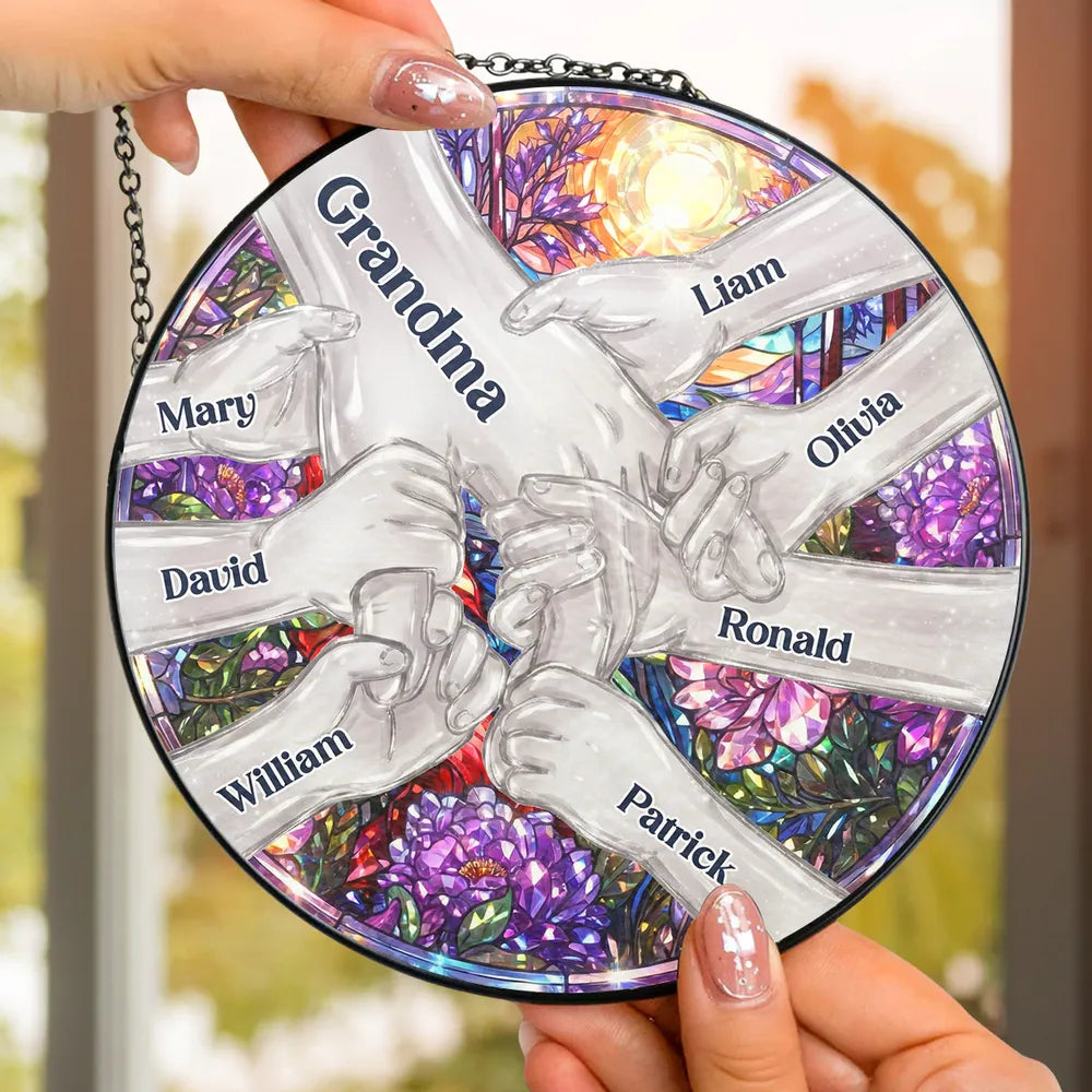 Personalized Family Handprint Sun Catcher for Grandma - Sentimental Gift Ornament MagicInPrints