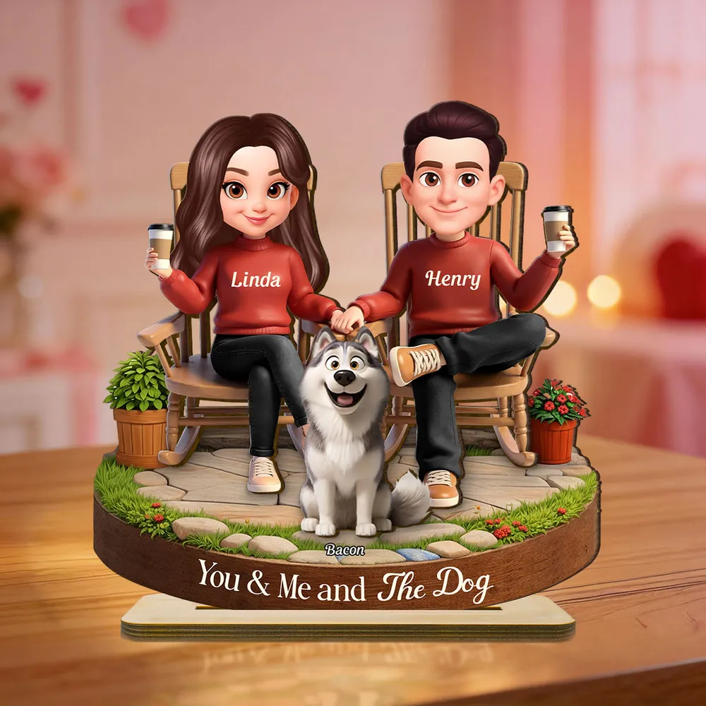 Custom Couple and Dog Figurine for Pet Lovers - Personalized Gift Plaque MagicInPrints