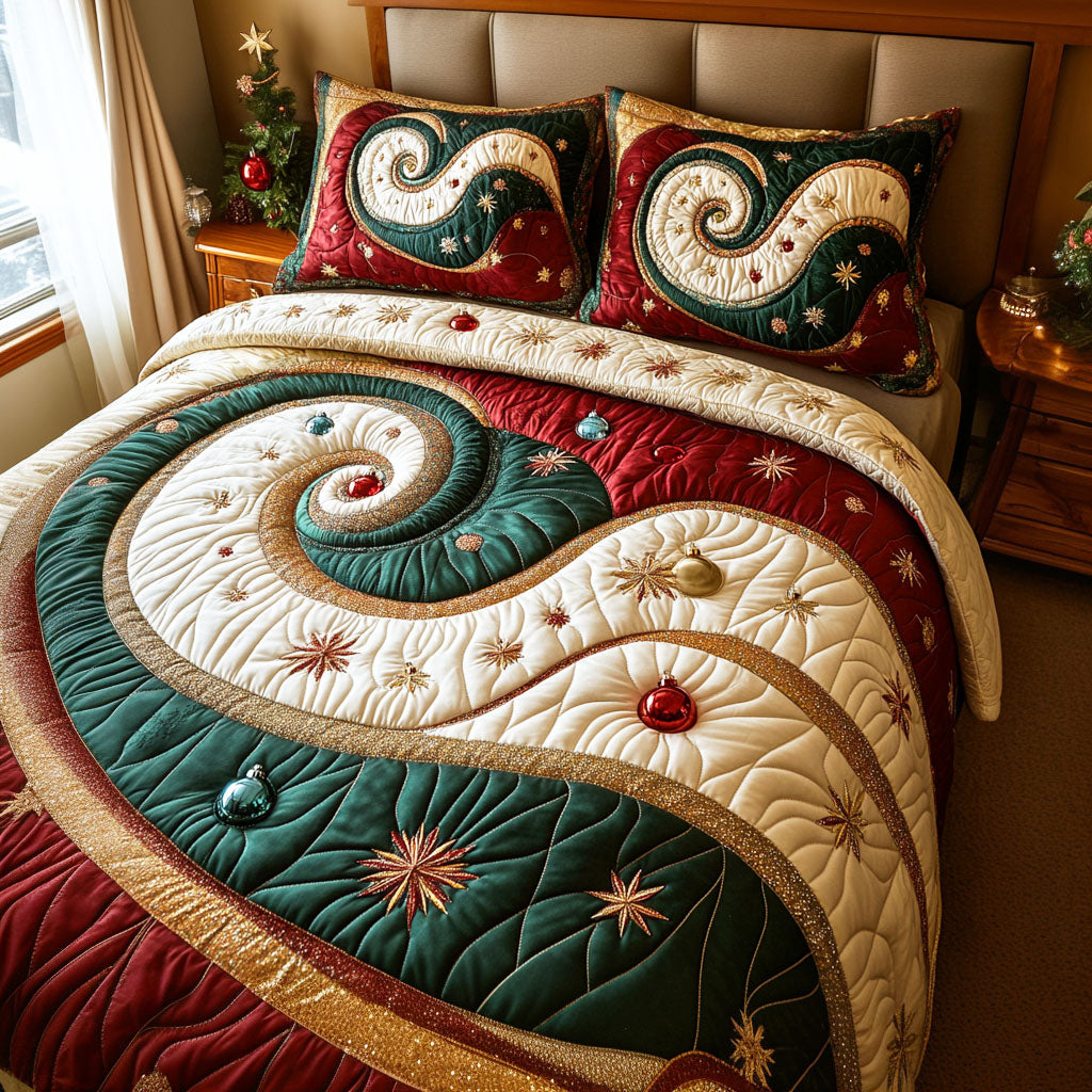 Embrace the Holiday Spirit – Personalized Quilted Bedding Set – Gift for Family Quilted Bedding Set V2 MagicInPrints