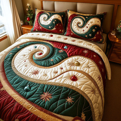 Embrace the Holiday Spirit – Personalized Quilted Bedding Set – Gift for Family Quilted Bedding Set V2 MagicInPrints