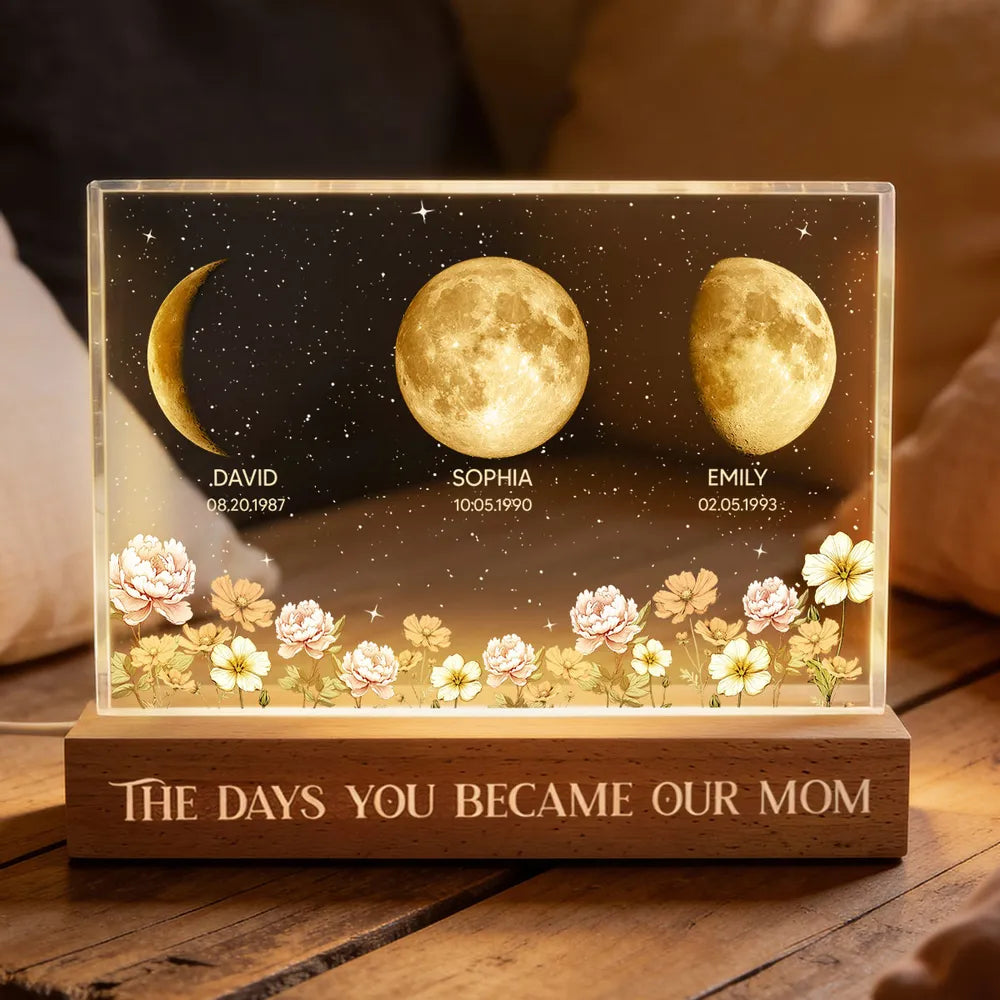 Personalized Moon Phase Acrylic Plaque for Mom - Sentimental Gift Plaque MagicInPrints