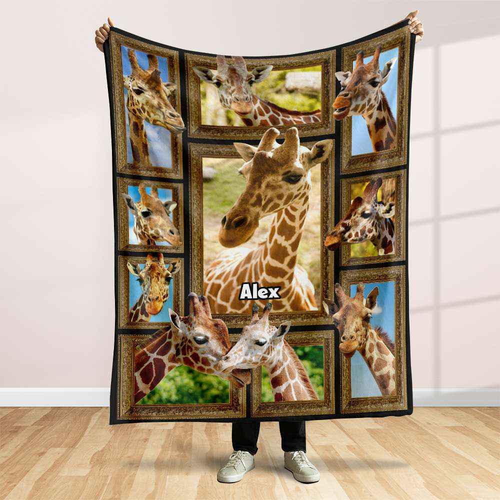 Personalized Giraffe Lovers Blanket Blanket PopCulturePrints