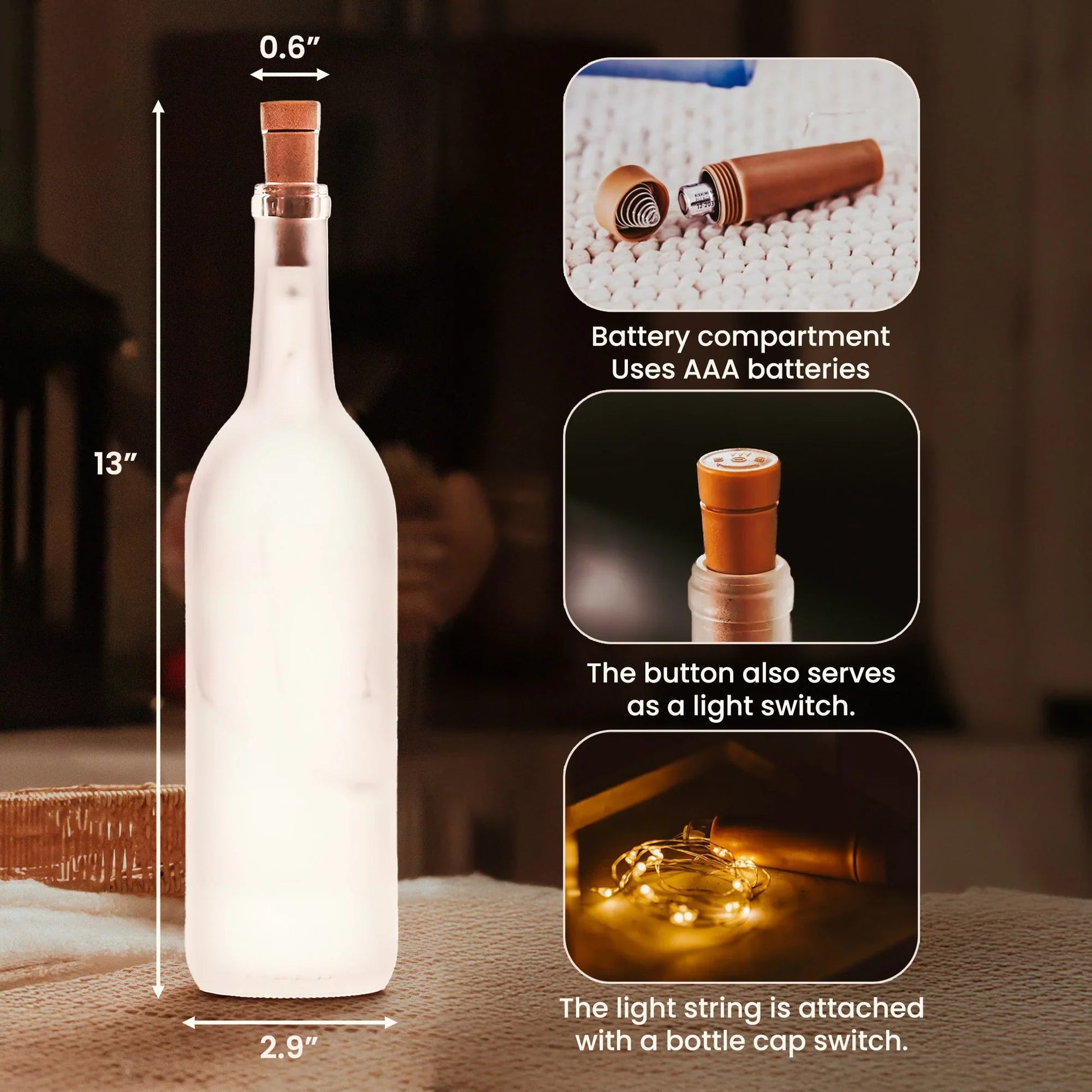 Personalized Romantic Wine Bottle for Couples - Christmas Gift Lamp MagicInPrints