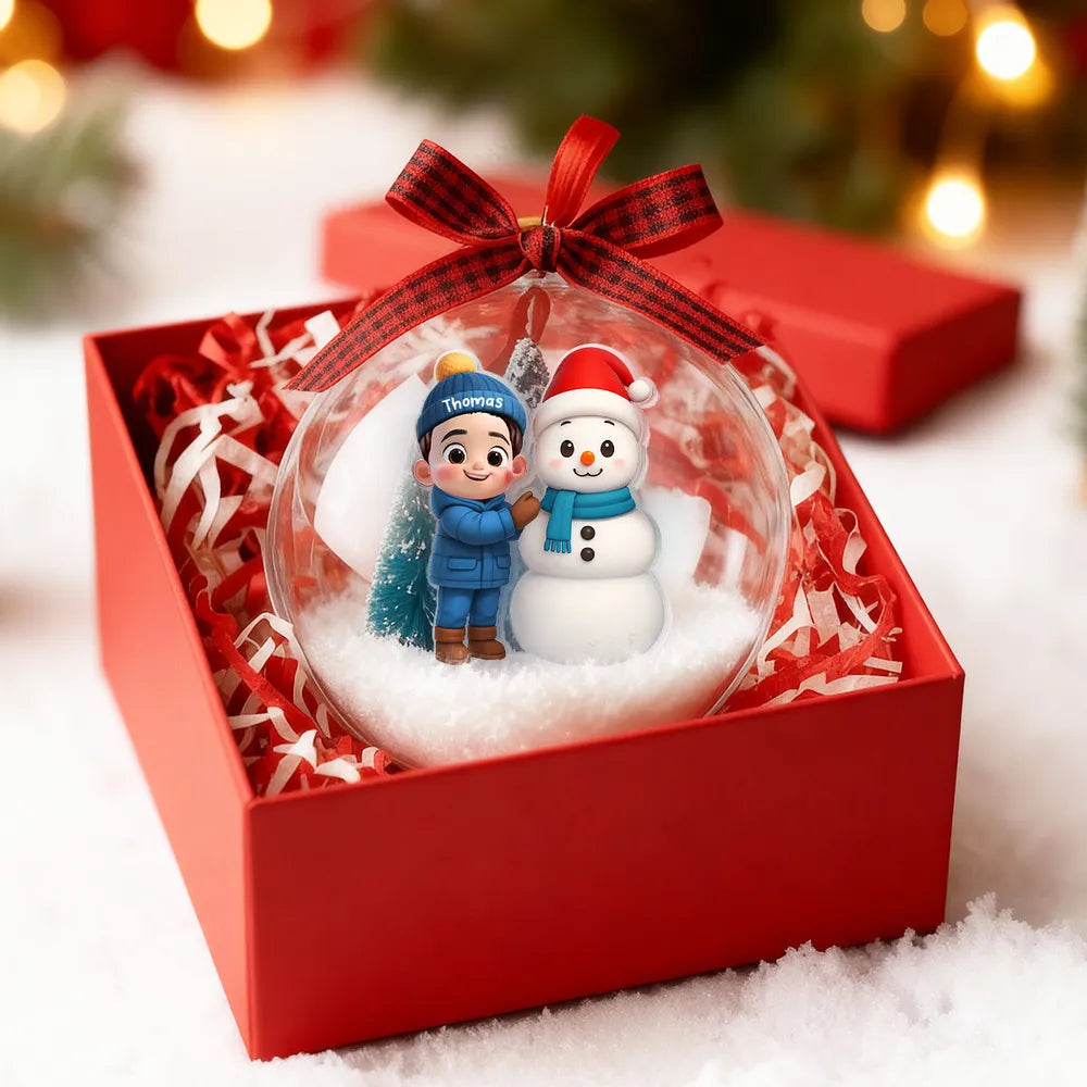 Personalized Christmas Ornament for Kids with Snowman - Holiday Decoration Ornament MagicInPrints