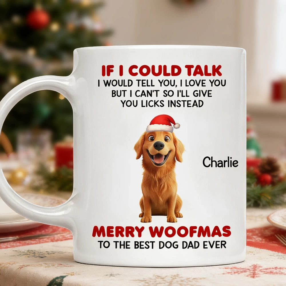 Personalized Dog Dad Christmas Mug - Cute Golden Retriever Design Cup MagicInPrints