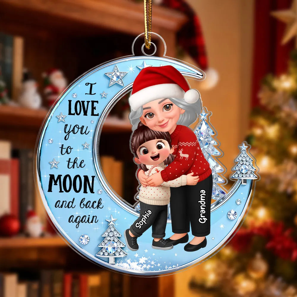 Personalized Christmas Ornament for Grandma and Child - I Love You to the Moon and Back Ornament MagicInPrints