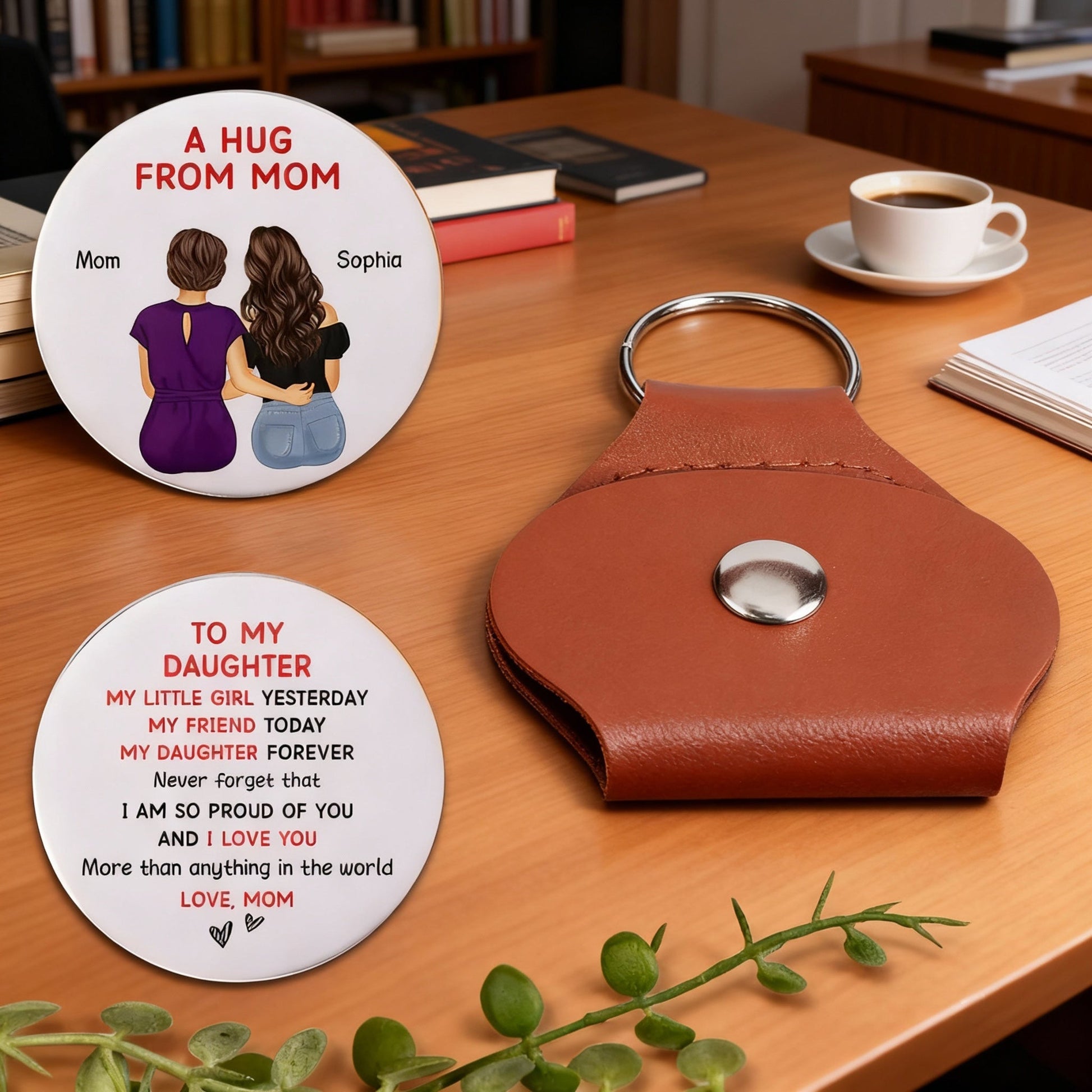 Personalized Leather Keychain for Daughter - Sentimental Gift from Mom Keychain MagicInPrints