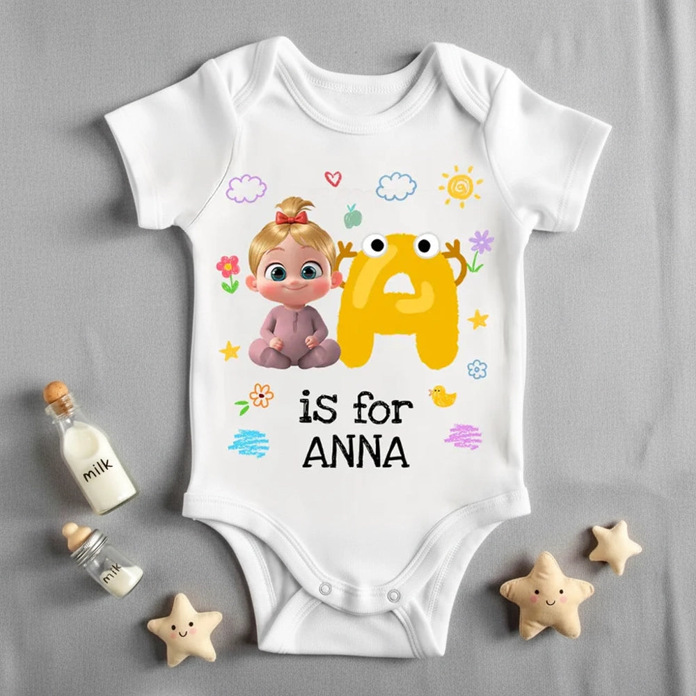 Personalized Baby Onesie for Newborns - Cute Alphabet Design Cloth MagicInPrints