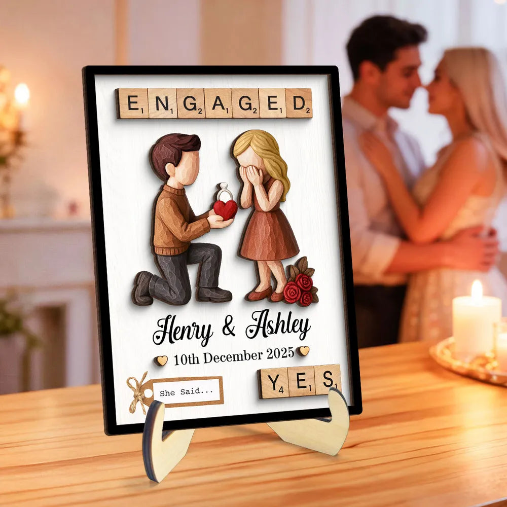 Personalized Engagement Keepsake Frame for Couples - Romantic Proposal Gift Plaque MagicInPrints