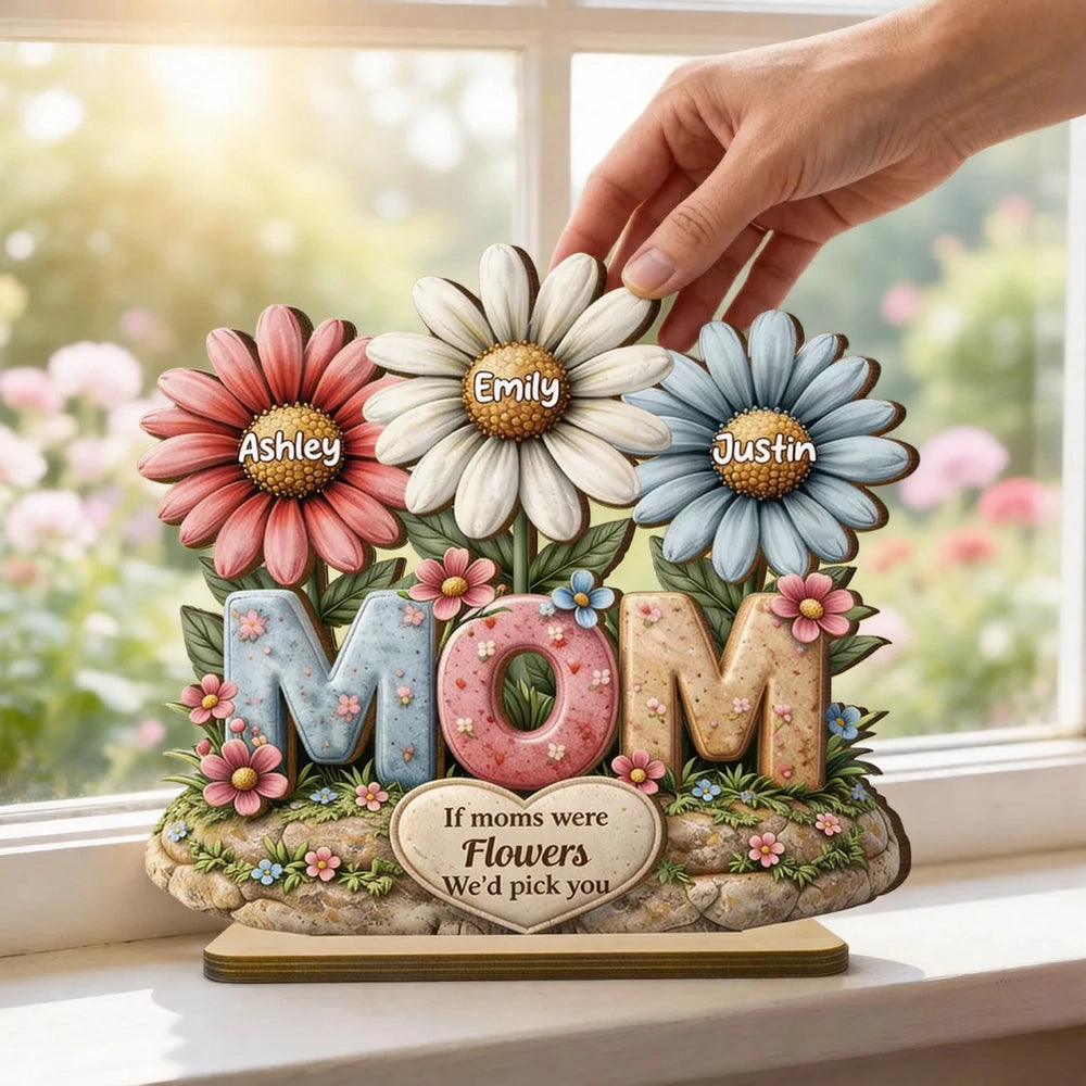 Personalized Floral Mom Plaque for Mother's Day - Custom Names and Heartfelt Message Plaque MagicInPrints