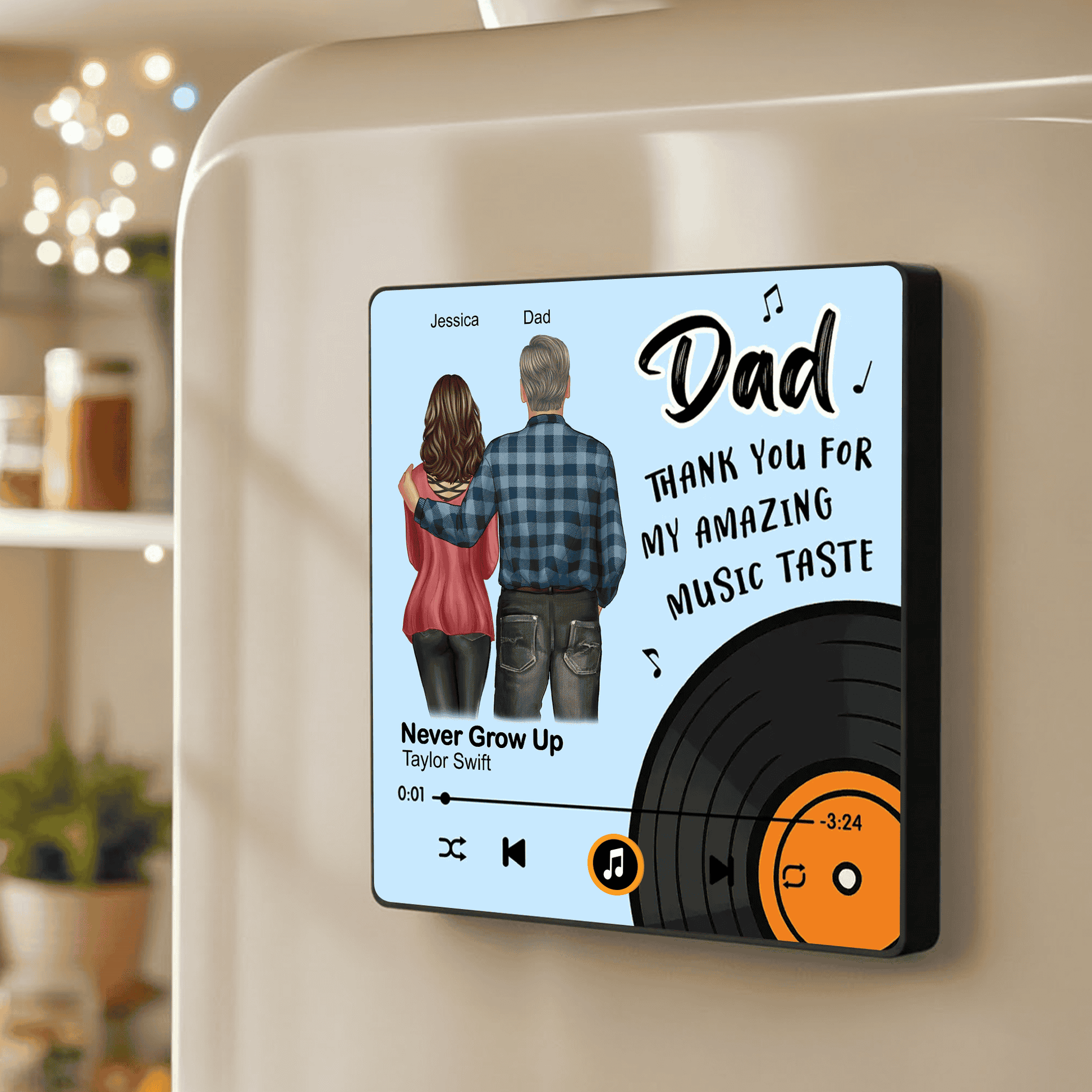 Personalized Music Plaque for Dad - Custom Father's Day Gift Fridge Magnet MagicInPrints