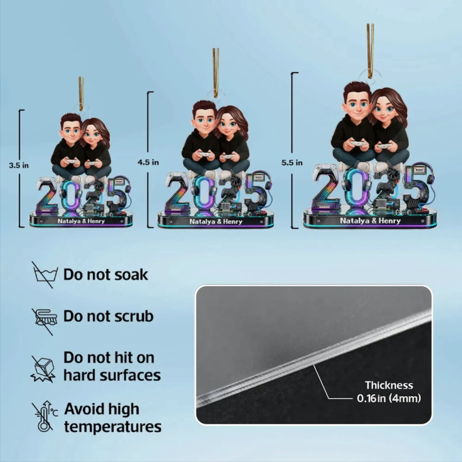 Personalized Gamer Couple Ornament 2023 for Gamers - Christmas Decoration Ornament MagicInPrints