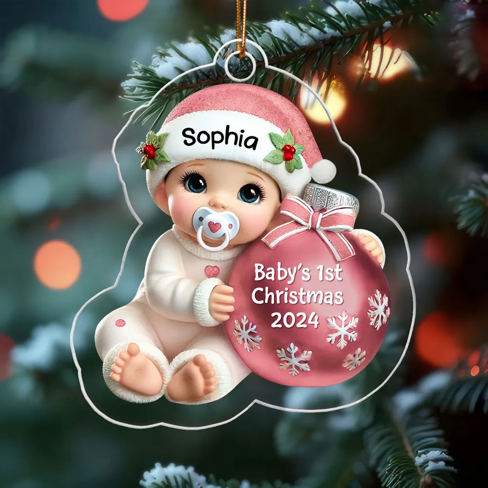 Personalized Baby's First Christmas Ornament 2024 - Custom Name Keepsake Ornament MagicInPrints