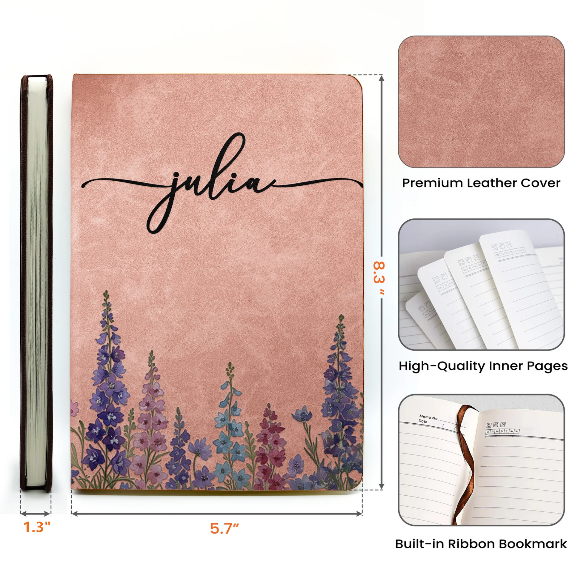 Personalized Floral Journal for Women - Custom Name Notebook for Gifts Stationery MagicInPrints