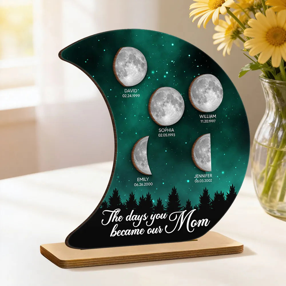 Personalized Moon Phase Plaque for Mom - Family Birthdays Gift Plaque MagicInPrints
