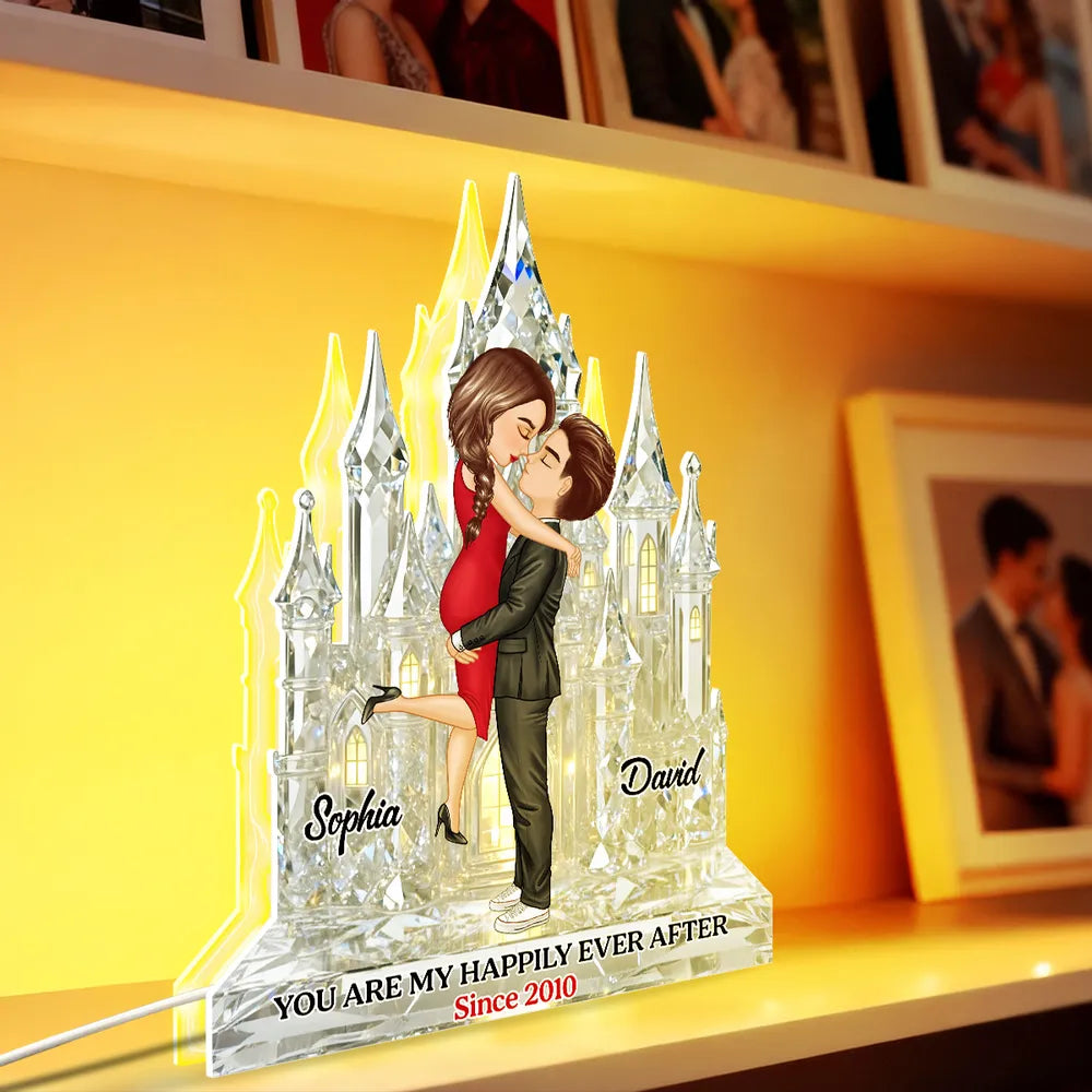 Personalized Crystal Castle Couple Figurine for Anniversary - Romantic Keepsake Gift Plaque MagicInPrints