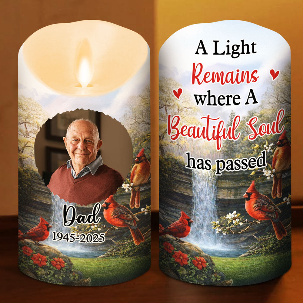 Personalized Memorial LED Candle for Dad with Photo - Remembrance Gift Lamp MagicInPrints