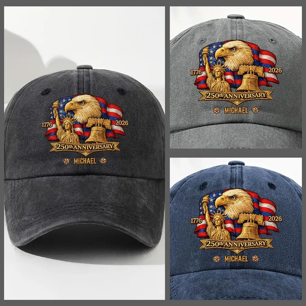 Custom Embroidered 250th Anniversary Cap for Patriotic Celebrations Hat MagicInPrints