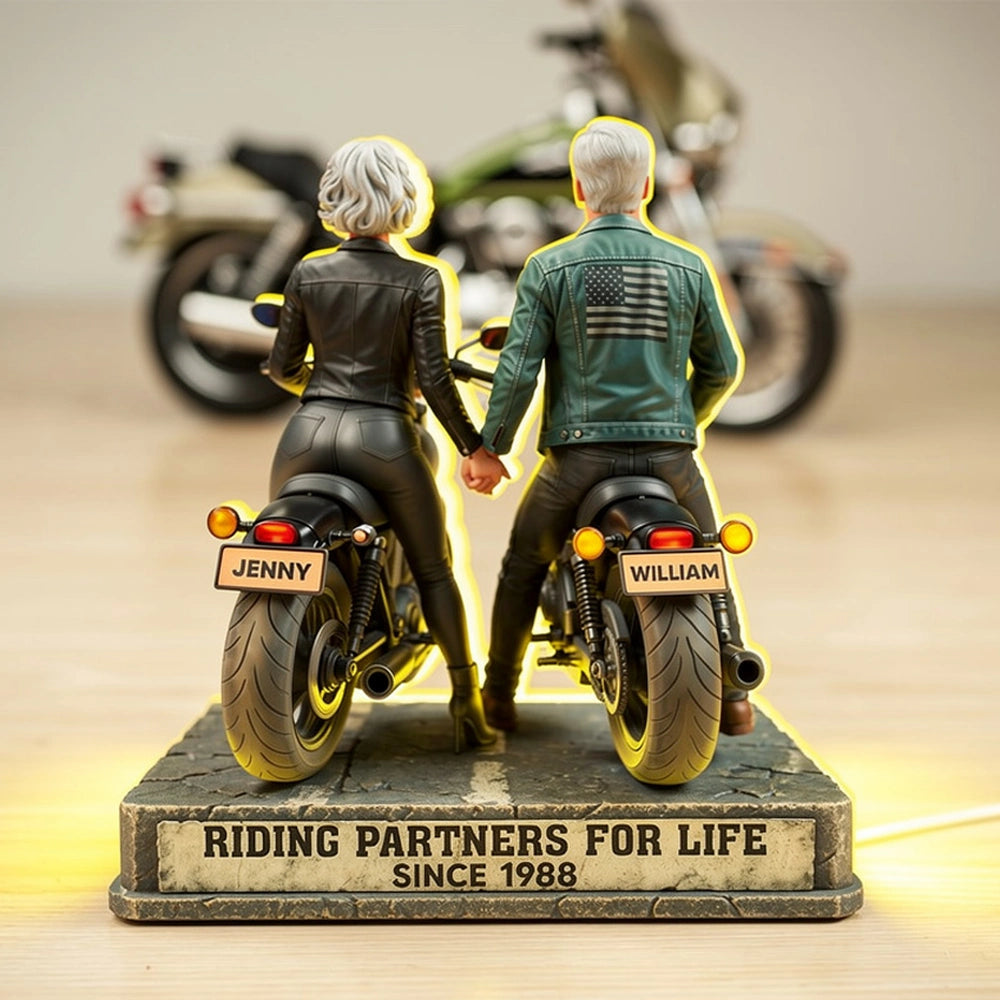 Custom Motorcycle Couple Figurine for Bikers - Anniversary Gift Plaque MagicInPrints