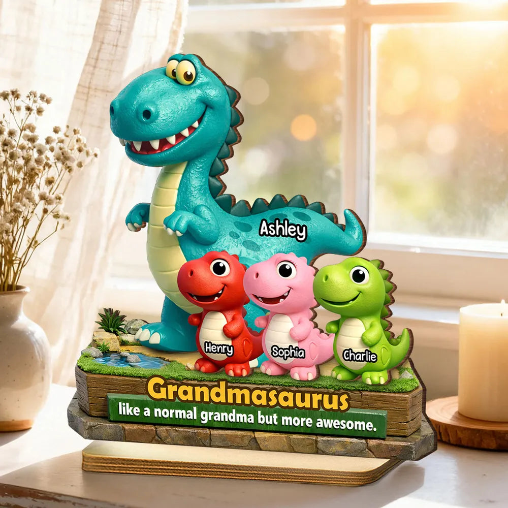 Personalized Grandmasaurus Dinosaur Figurine for Grandma - Fun Family Gift Plaque MagicInPrints