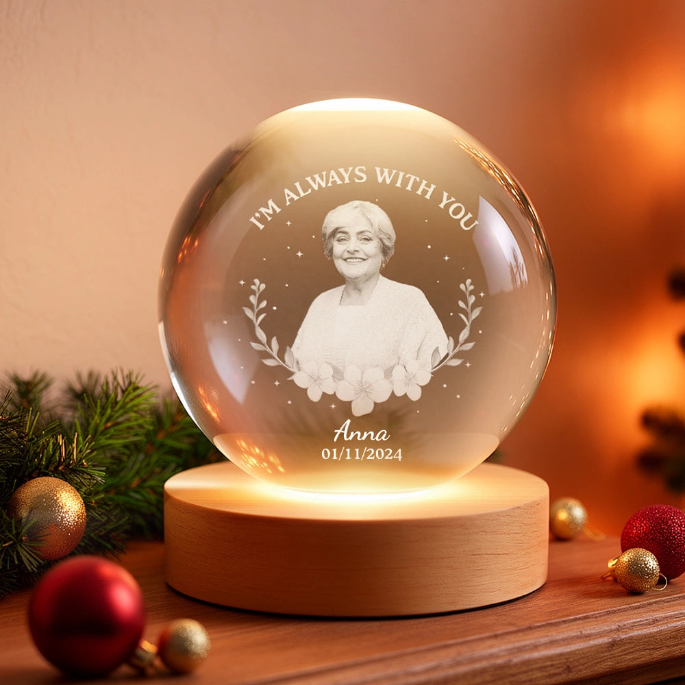 Custom Engraved Memorial Crystal Ball for Loved Ones - Sentimental Keepsake Lamp MagicInPrints