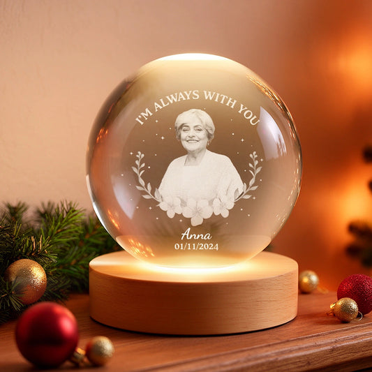 Custom Engraved Memorial Crystal Ball for Loved Ones - Sentimental Keepsake Lamp MagicInPrints