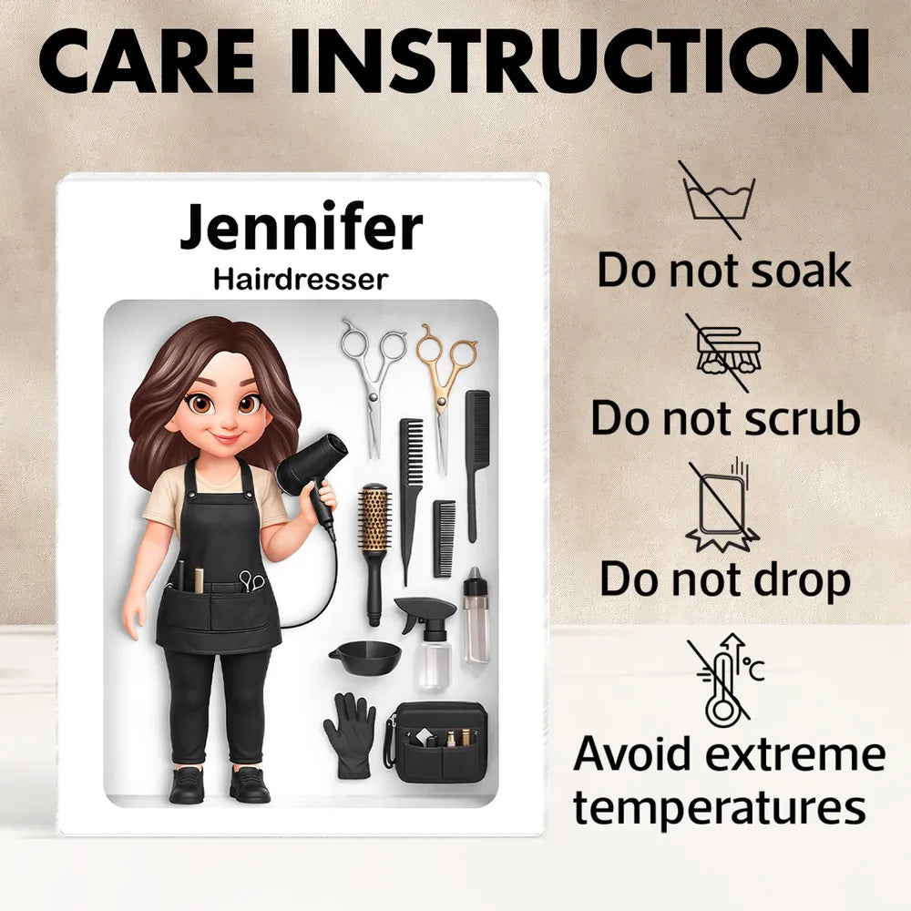 Custom Hairdresser Figurine with Tools for Salon Professionals - Personalized Gift Plaque MagicInPrints