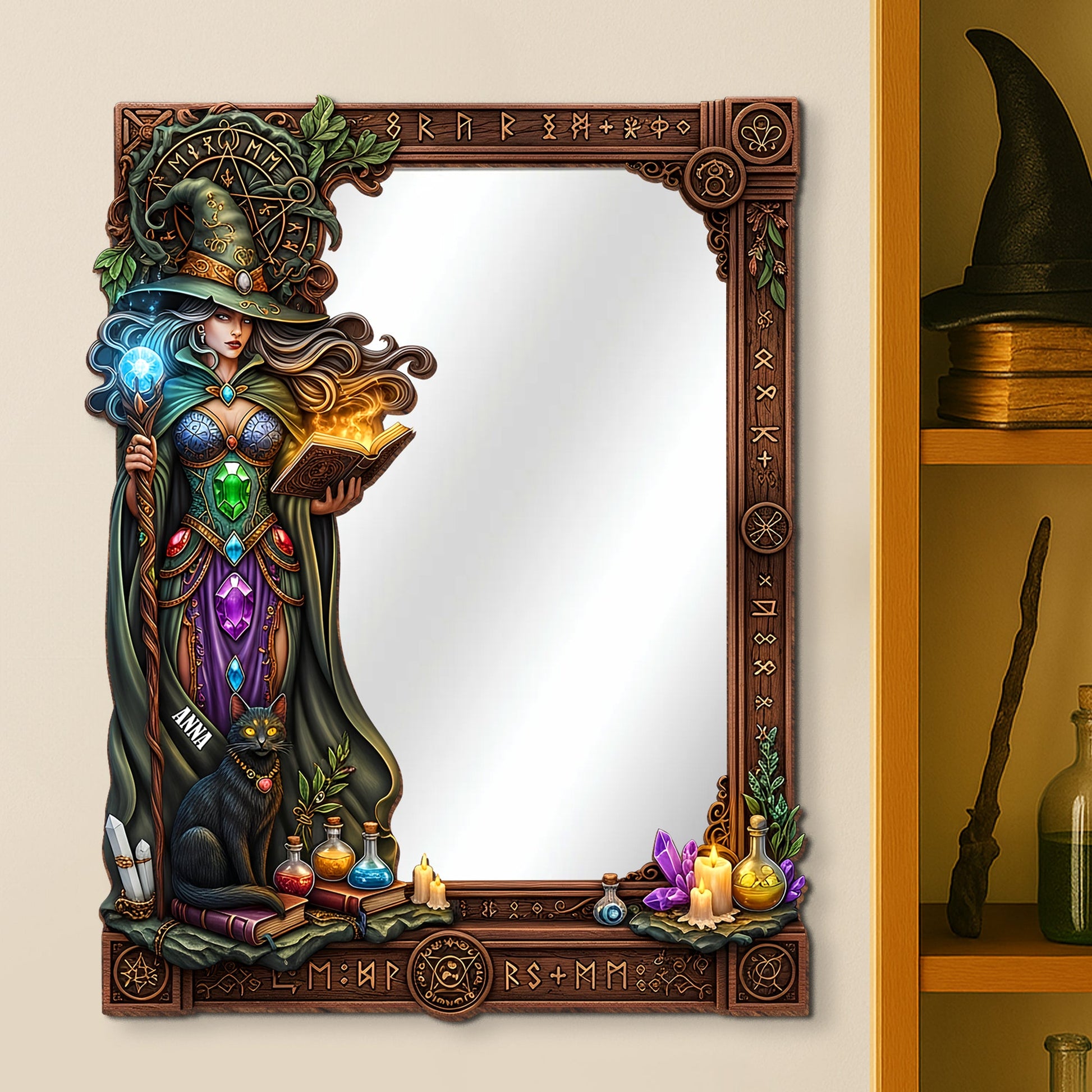 Unveil Your Magic - Mysterious Wall Hanging Mirror - Personalized Gifts for Witch Lovers Mirror MagicInPrints