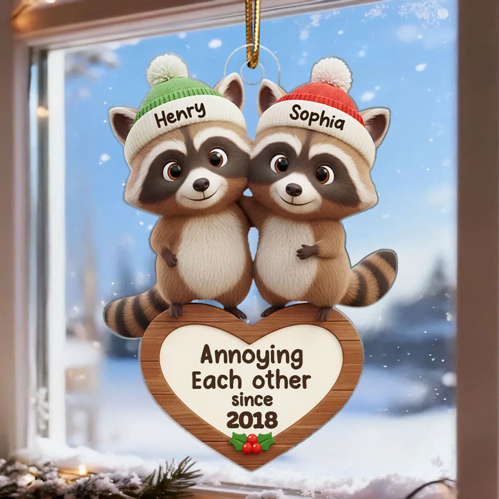Personalized Raccoon Couple Christmas Ornament for Kids - Cute Holiday Keepsake Ornament MagicInPrints