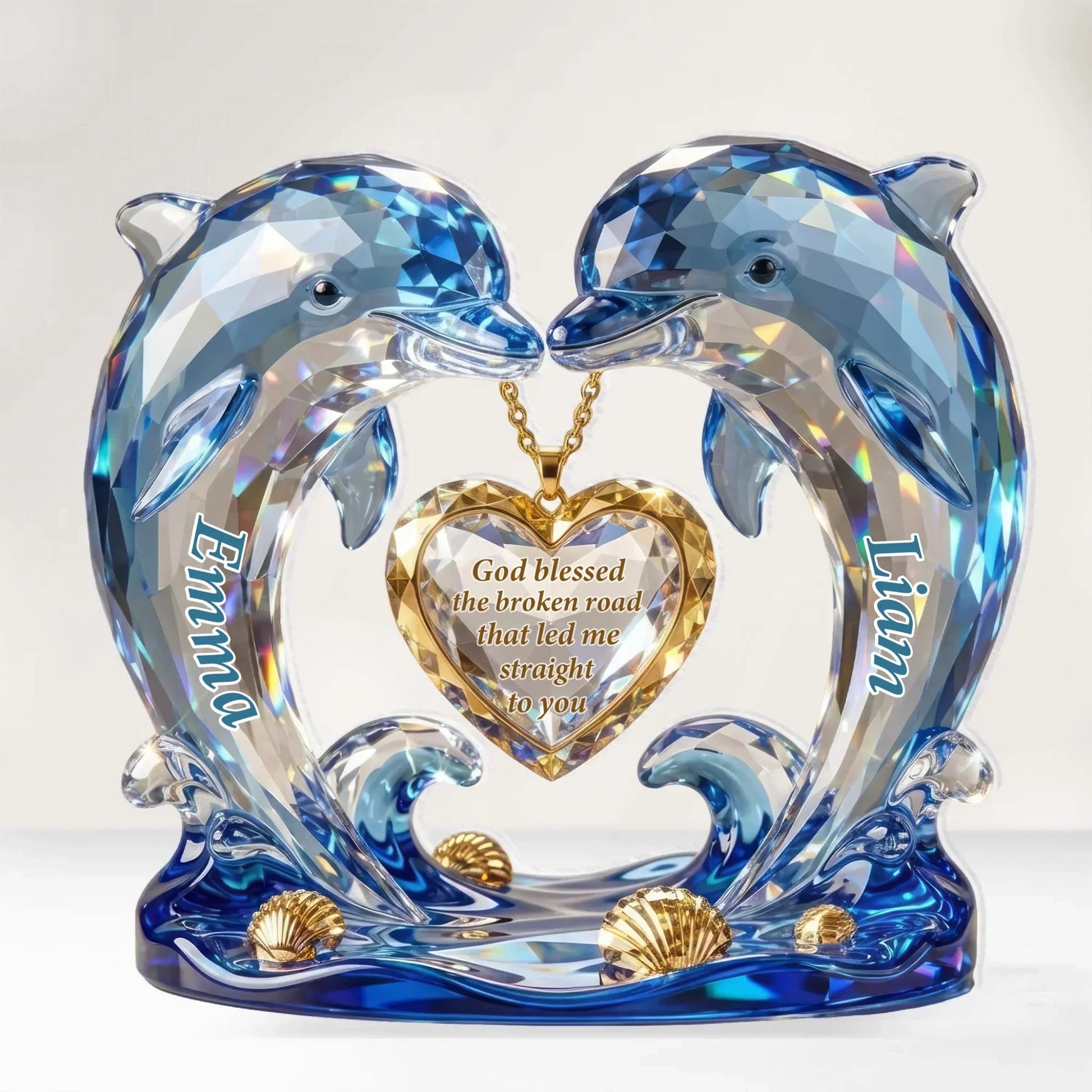 Personalized Crystal Dolphin Couple Sculpture for Couples - Romantic Gift Plaque MagicInPrints