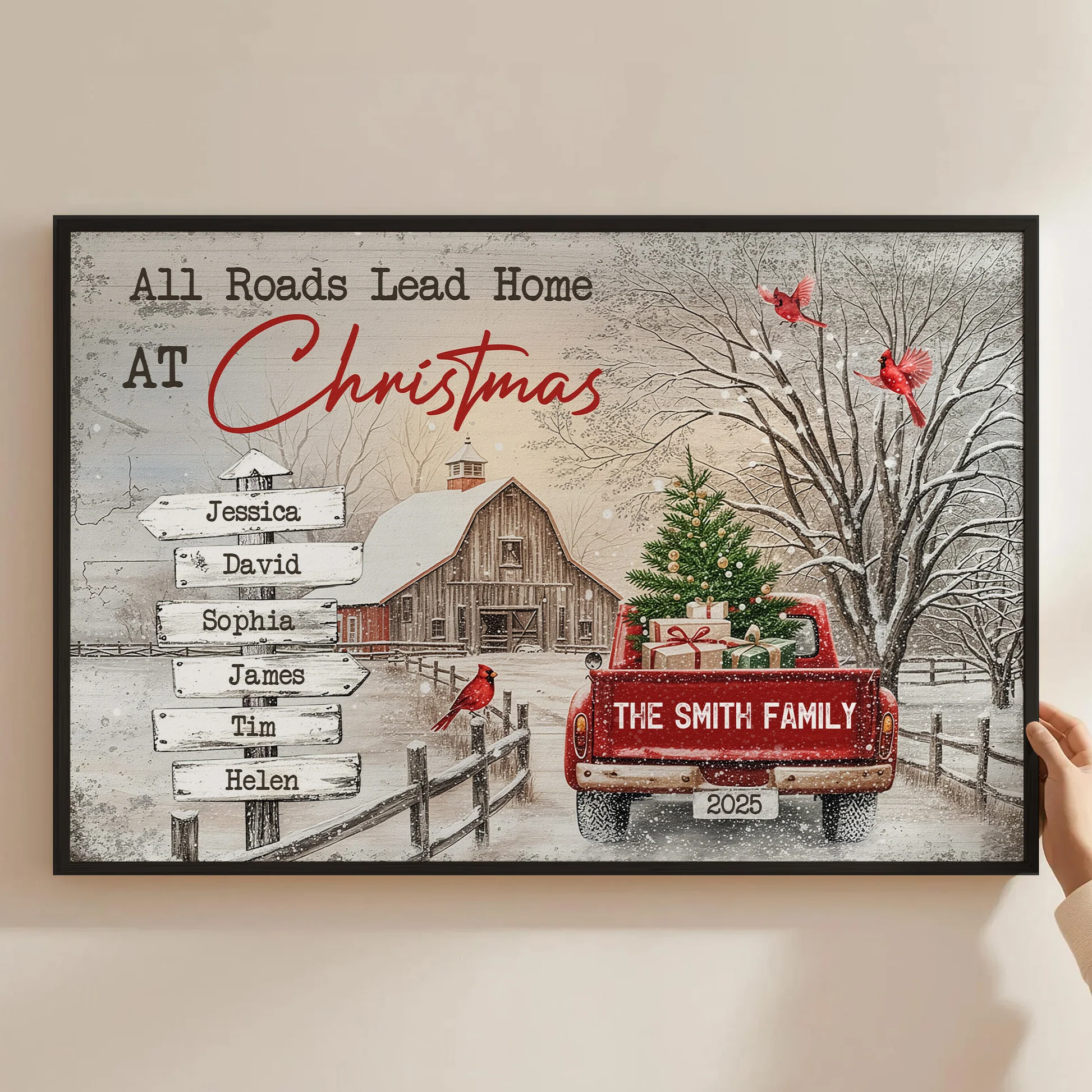 Personalized Family Christmas Canvas Art with Names - Holiday Home Decor Poster or Canvas MagicInPrints