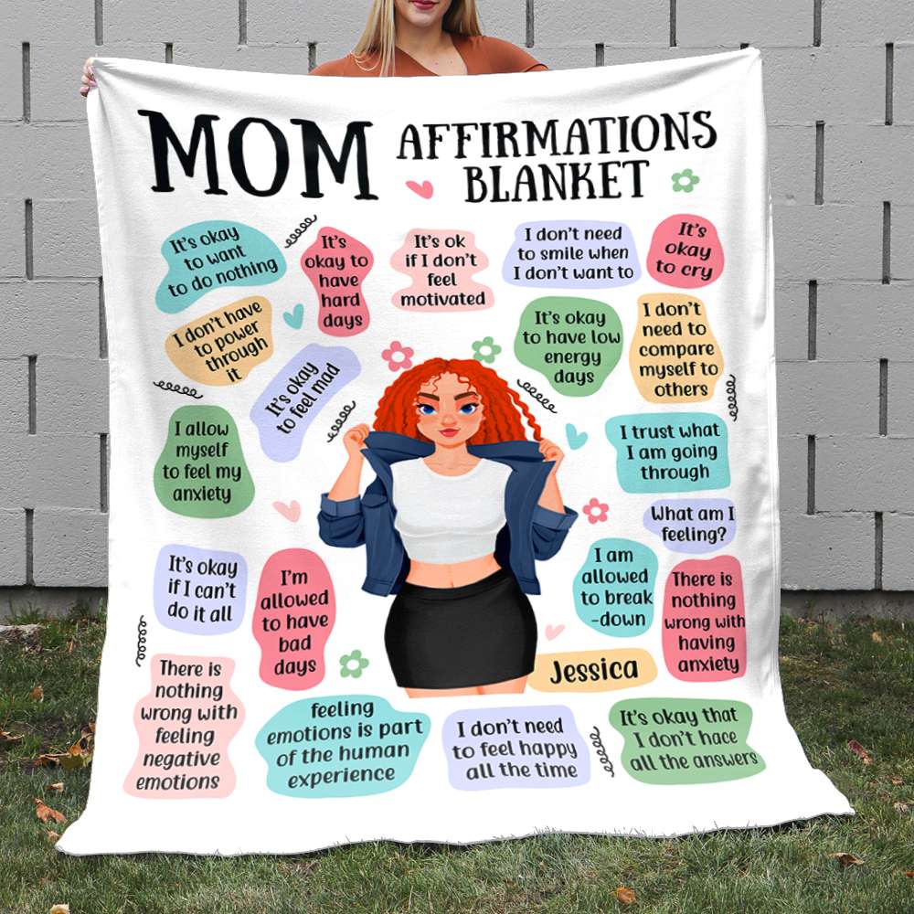 Personalized Cool Mom Affirmations Blanket Blanket PopCulturePrints