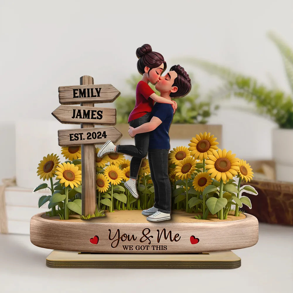 Personalized Couple Figurine with Sunflowers for Romantic Gift - Anniversary or Wedding Keepsake Plaque MagicInPrints