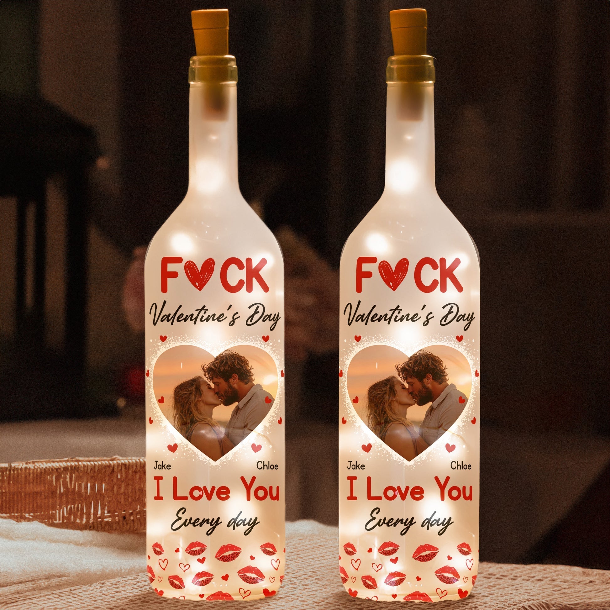 Customized LED Wine Bottle Lamp for Couples - Romantic Gift for Valentine's Day Lamp MagicInPrints