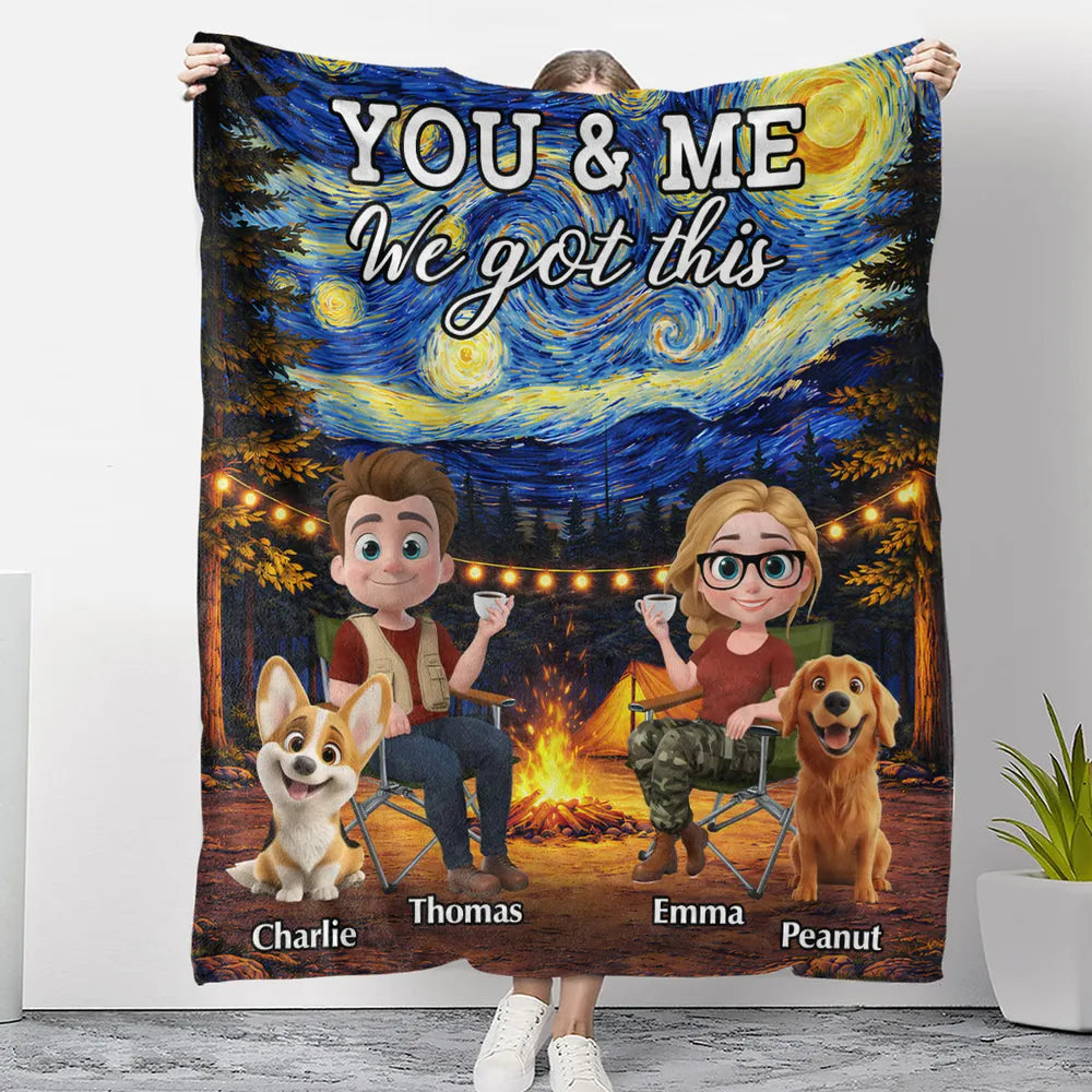 Personalized Camping Blanket for Couples with Pets - Cozy Outdoor Adventure Blanket MagicInPrints