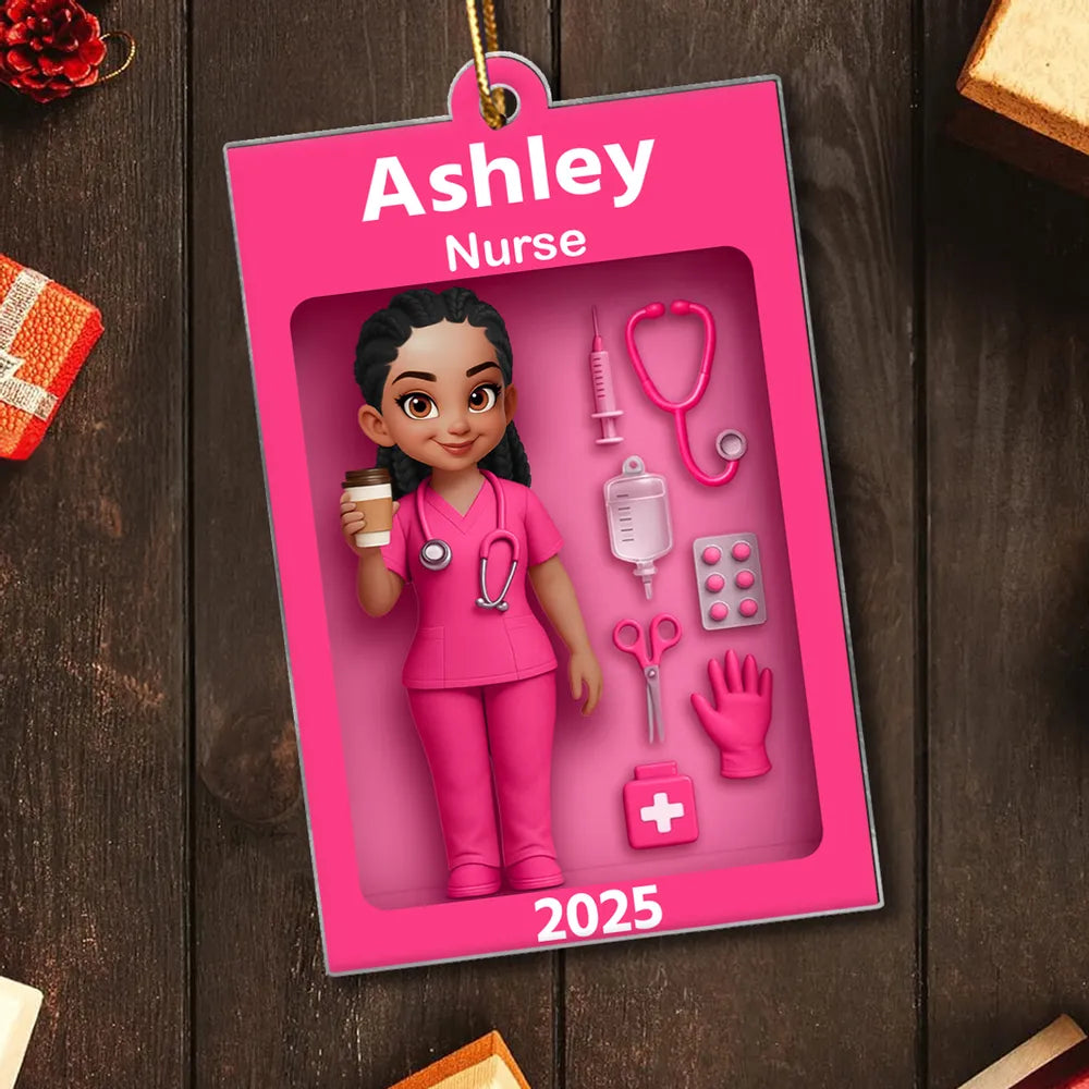 Personalized Nurse Ornament for Healthcare Professionals - 2025 Holiday Gift Ornament MagicInPrints