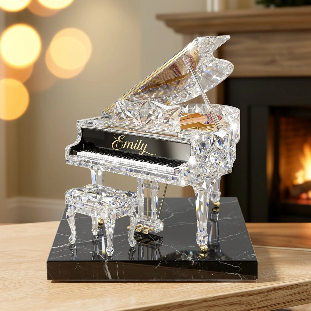 Personalized Crystal Piano Figurine with Custom Name Engraving - Elegant Home Decor Gift Plaque MagicInPrints