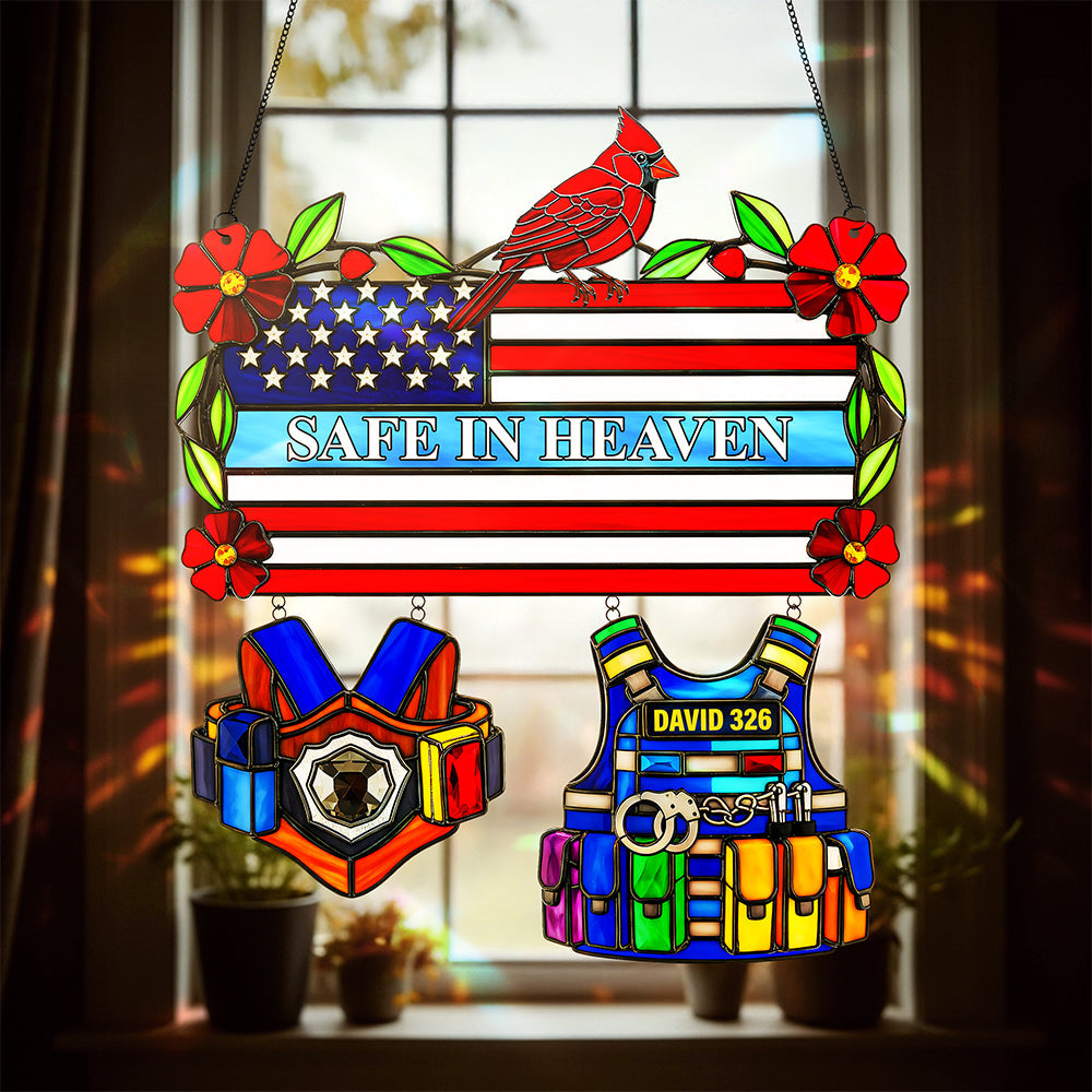 Safe in Heaven Cardinal Suncatcher - Personalized Gift for Loved Ones Ornament PopCulturePrints